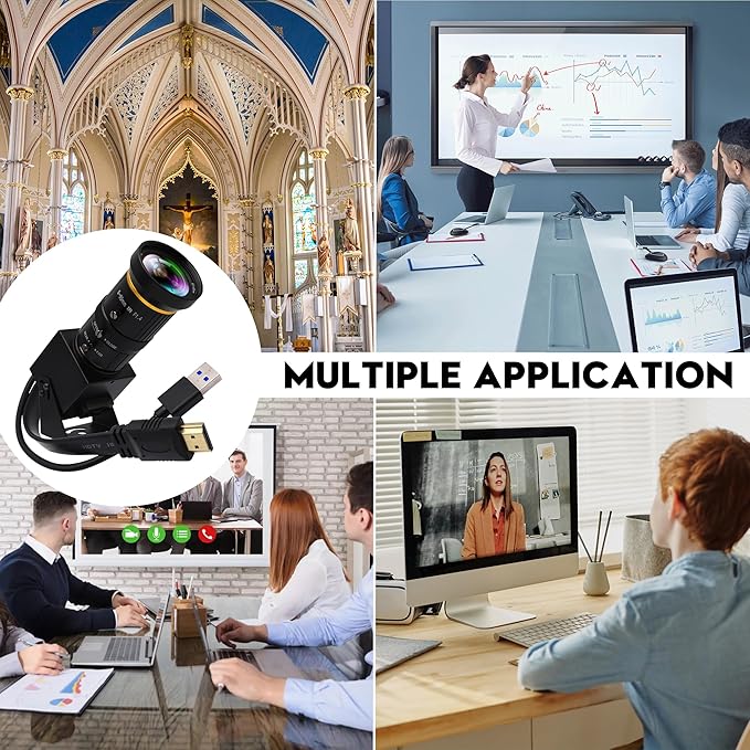 High Speed 4K HDMI USB Camera with 60fps Simultaneous USB3.0 and HDMI Output 5-50mm 10X Manual Focus Lens for Close-Up Industrial Applications in Computer Microscopy and Telescopic Imaging