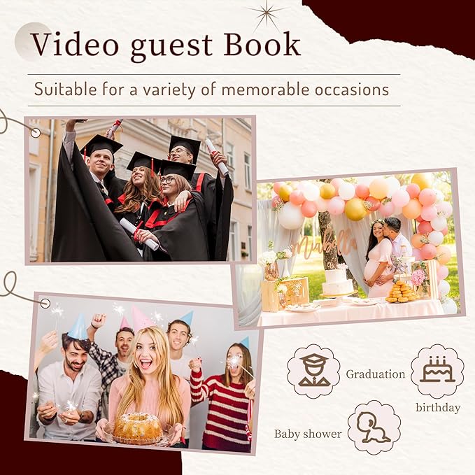 Video Guest Book Wedding Phone (Art Deco Wall-Mounted red)