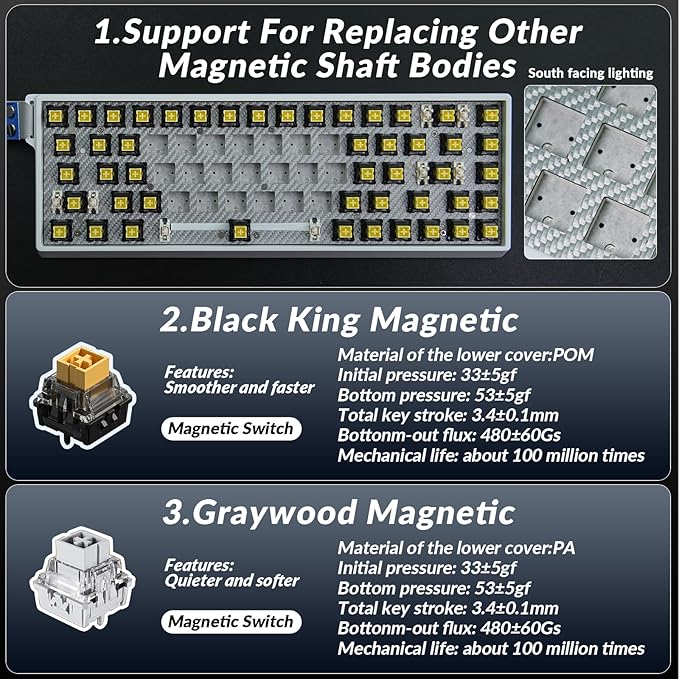 Aula WIN68 HE Ultra Wired Aluminum Mechanical Gaming Keyboard 60% Automated Input Adjustable Drive for Quick Trigger Mode 8000Hz Polling Rate Hall Effect Magnetic Switch RGB Backlit Keyboard