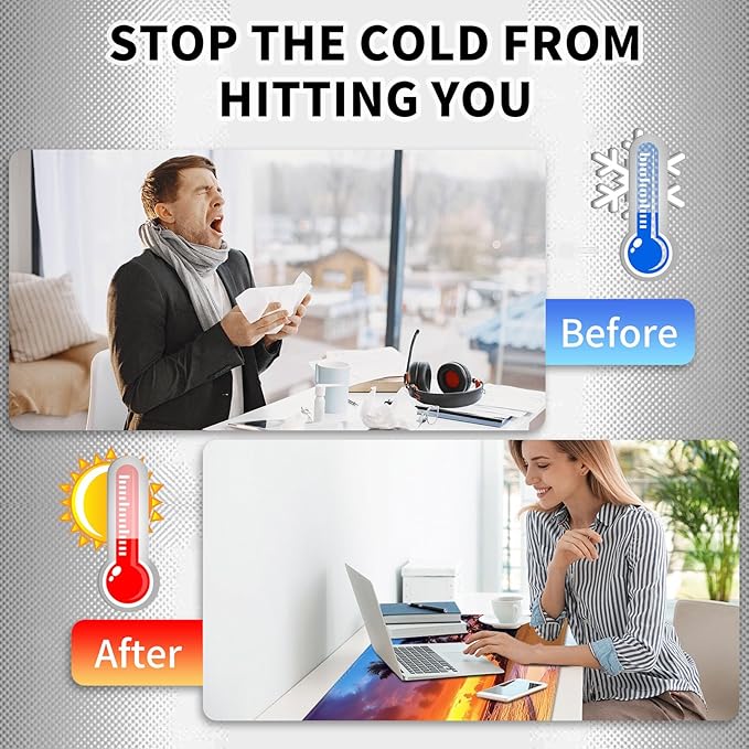 Heated Mouse Pad Hand Warmer Warm Desk Pad Mousepad Desk Mat with 3 Levels Heating and Auto Shut Down 31.5 x 13 inch PU Leather Warmer Keyboard Mat for Gaming Laptop Office Home Sunset Beach
