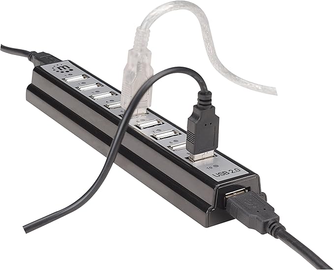 Manhattan Hi-Speed USB Desktop Hub with 10 Ports Bus Power and 1.5/12/480 Mbps (161572)