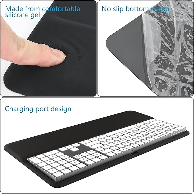 HONKID Keyboard Wrist Rest for Magic Keyboard 2 with Numeric Keypad(MQ052LL/A A1843) and Magic Keyboard with Touch ID(‎MK2C3LL/A) Slim Keyboard Wrist Rest Relieve Pain &amp Fatigue
