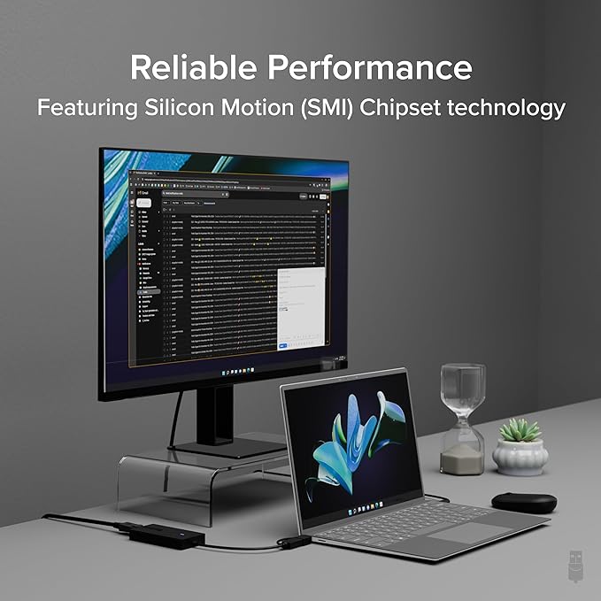 Plugable USB to DisplayPort Adapter - Connect via USB-C or USB 3.0 to Add a 2560x1440 Display – Compatible with Mac M1/M2/M3/M4 Windows and ChromeOS