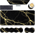Keyboard Wrist Rest and Mouse Pad with Wrist Support Set Ergonomic CoasterMemory FoamEasy Typing Pain ReliefLarge XL Desk Mat 31.5x 11.8Black Marble