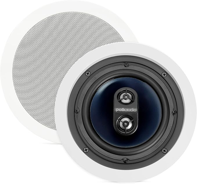 Polk Audio RC6s 6.5 in-Ceiling Speaker Stereo Speaker Dual Channel from a Single Location Great for Damp Humid Placement (White Paintable Grille)