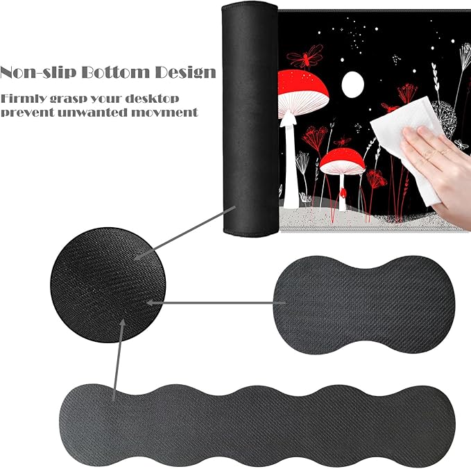 Ergonomic Keyboard Wrist Rest &amp Mouse Pad Wrist Rest SetXL Gaming Desk Mat 31.5x 11.8Non-Slip BaseMemory FoamEasy Typing Pain Relief for Office &amp HomeMagic Mushroom Garden