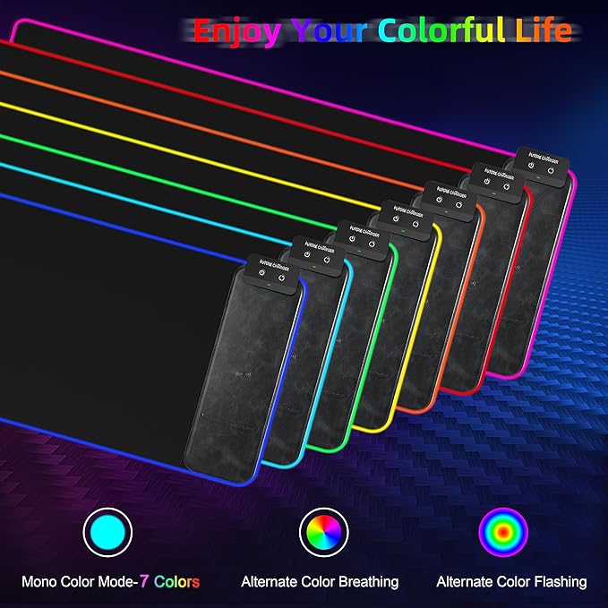 Gaming Mouse Pad Wireless Charging Mouse Pad Gaming 31.5x11.8 Large RGB Desk Mat for Laptop/Computer/Keyboard 9 Light Modes Waterproof Smooth Surface Non-Slip Base Black