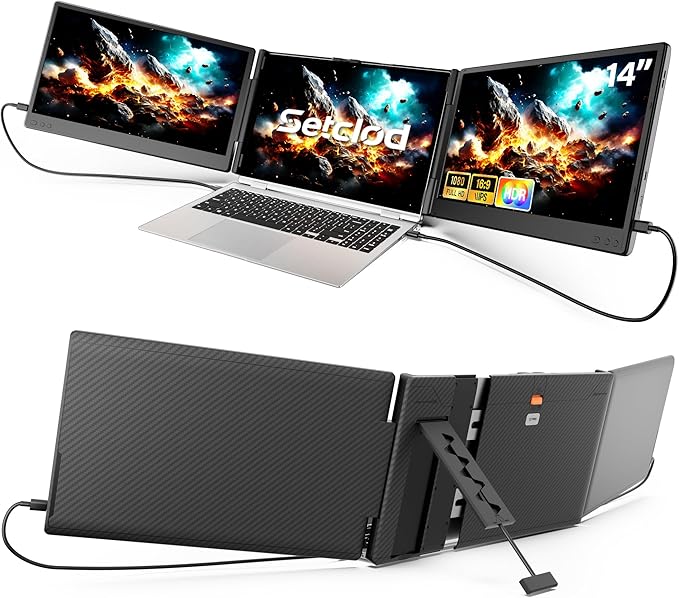 Upgraded Laptop Screen Extender Monitor Portable 14.1 1080P FHD IPS Screen Monitor Extender for Laptop Fit for 13-17 Plug &amp Play Compatiable with Windows/Mac/Chrome/Android