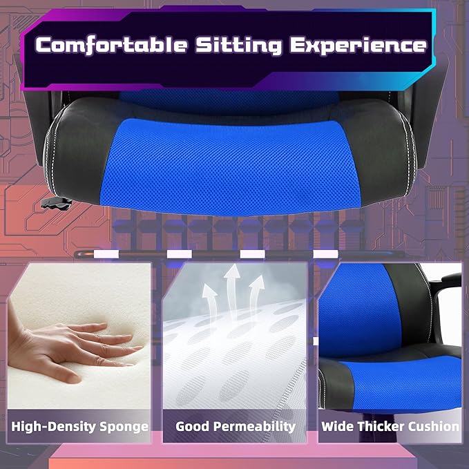MKDLUFEI Video Game ChairErgonomic Office Chair Desk Chair and Lumbar Support PU Leather Recliner with HeadrestHeight Adjustable Computer Chair for Adults