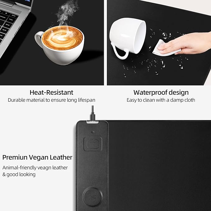 Mouse Pad with Wireless Charging Gaming Mouse Pad with Ultra-Smooth Surface Large XXL Desk Mat Non-Slip Mouse Mat Waterproof Computer Keyboard Pad for Gaming Desk Office PC 900x400x4MM Black