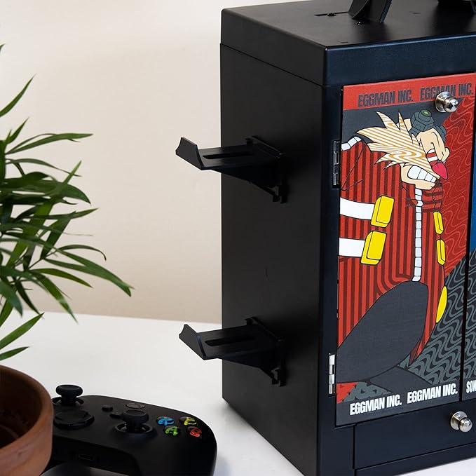 Numskull Official Sonic the Hedgehog Gaming Accessory Locker &amp Storage Stand – Holds 10 Games/DVDs 4 Controllers Headset and Accessories – Durable &amp Compact Organizer – The Hedgehog Merchand