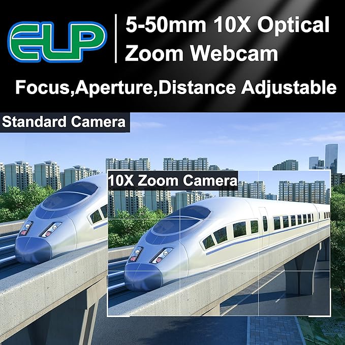 ELP 4K USB Camera with Microphone 5-50mm Varifocal Lens Manual Zoom Webcam 8MP IMX317 Sensor 3840x2160@30fps UVC for Windows Linux Mac Raspberry Pi etc.