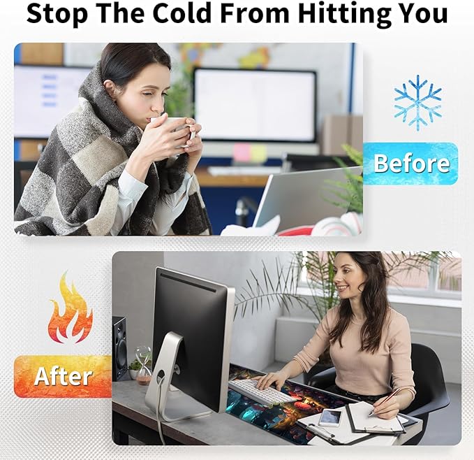 Warm Desk PadHeated Desk Pad Mouse Mat Gamingwith 3 Heating Levels &amp 3 Hours Auto Shut-OffLeather 31.5 x 13 Foot Warmer Keyboard Office MatMushrooms Forest
