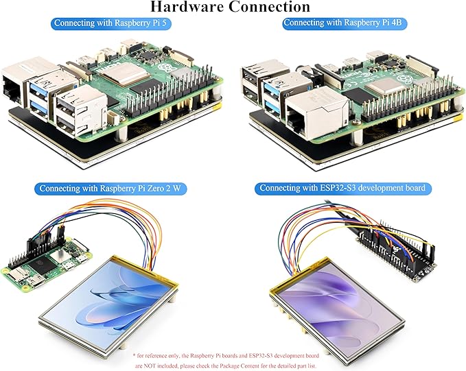 3.5inch Resistive Touch Display Compatible with Pi 5/4B/3B+/3B/Pico W/Pico 2W/ ESP32 IPS LCD Screen 320×480 Resolution 262K Color Pigo Pin Header and GH1.25 11PIN Cable Two Connection Ways