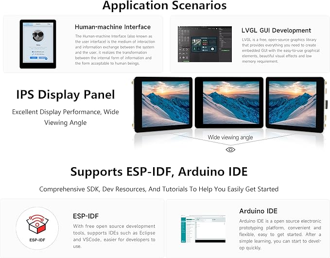 ESP32-S3 2.8inch Display Development Board ESP32 with 2.8inch IPS LCD 480x640 Resolution 32-bit LX7 Dual-Core Processor SPI + RGB Interface Supports WiFi &amp Bluetooth