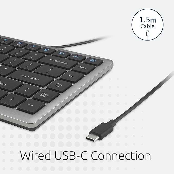 Kensington KB415 USB-C Wired Compact Keyboard Quiet Scissor-Switch Keys Programmable Copilot Hotkey Compatible with Windows Black (K75411NA)