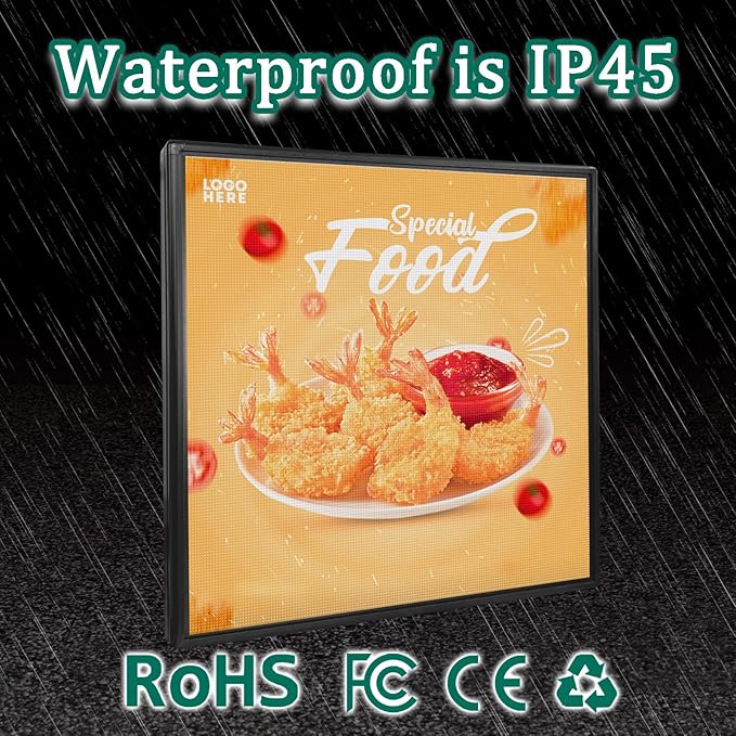 P6 Programmable 40x40 Inch Commercial LED Display with WiFi Control HD Multimedia Support for Retail Stores Hospitality &amp Commercial Spaces 160x160 Resolution