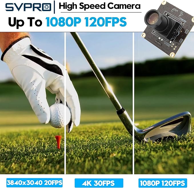 SVPRO 1080P 120fps High Speed Camera Module 12MP 4K 30fps Industrial Video Camera with M12 Lens 25mm Focal Length Narrow Angle UVC Security Monitoring Camera for PC Laptop Raspberry Pi