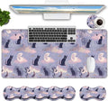 Keyboard Mouse Pad SetLarge Mouse Pad+Keyboard Wrist Rest+Wrist Support+Coaster31.5x11.8in Extended Desk Mat for Computer Laptop Office Home - Cute Cat and Moon