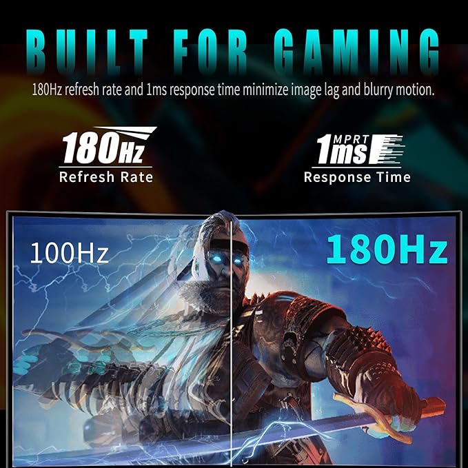Viewedge 27 inch Curved Gaming Monitor 180Hz 1ms FHD 1920x1080P Computer Monitor1800R VA Screen 120% sRGB with FreeSync Low Motion Blur HDMI &amp DP Built-in Speakers