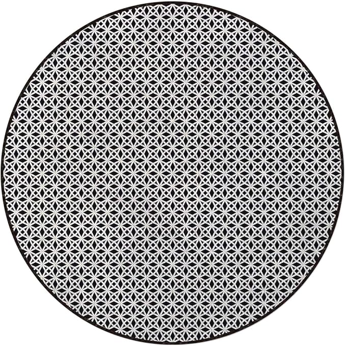 White Non-Slip Area Rug Small Accent Distressed Throw Rugs Floor Carpet for Door Mat Entryway Bedrooms Laundry Room Decor Volumetric Form with Dynamic Dashed Effects Diameter 55 in