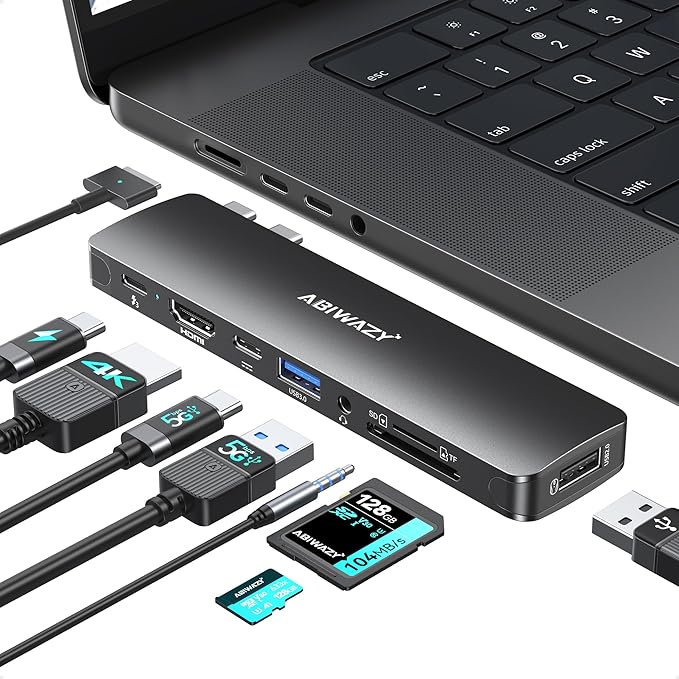 USB C Adapter HDMI USB Multiport Hub8 in 2 Accessories with HDMIThunderbolt 3USB C and 3 USB A 3.0 Data Ports SD TF Card Reader Audio(Black)