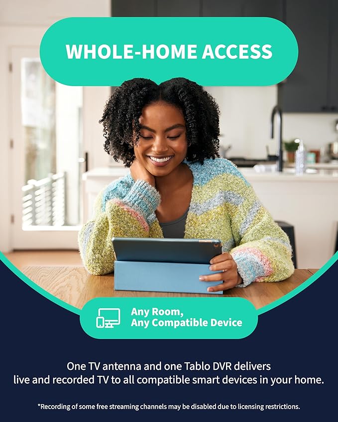 Tablo TV 4th Gen 2-Tuner Over-The-Air (OTA) DVR - Watch Pause &amp Record Live Television News Sports &amp Movies Throughout Your Home Over Wi-Fi - Pairs w/Any TV Antenna - No Subscriptions