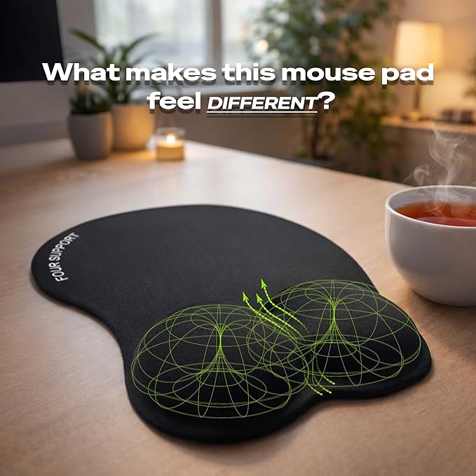 Ergonomic Gel Mouse Pad with Wrist Rest for Pressure-Relief – Orthopedic Style Wrist Support Physiotherapist Recommended 10.1L x 8.5W inches
