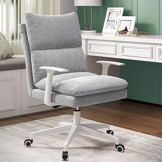 Office Chair Gaming Chair Computer Chair Ergonomic Computer Chair with Soft Removable Seat and Comfortable BackrestUpholstered Gaming Chair with Height Adjustable ArmrestFabric H