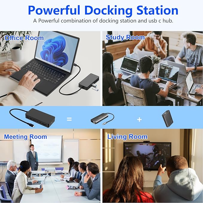 Surface Thunderbolt 4 Dock Triple Displays 11 in 1 Surface USB4 Dock Docking Station with 4K HDMI+DP+VGA for Surface Pro 12/11/10/9/8/X/7+/7 Laptop 7/6/5/4/3 Laptop Studio 2/1 Go 4/3/2/1