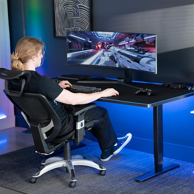 VIVO Extra Large 71 x 36 inch Full Size Desk Pad with RGB Lighting for Office Ambience and Immersive Gaming Oversized Mouse Pad Table Top Cover 12 Color Modes Non-Slip Base Black DESK-PAD72-36
