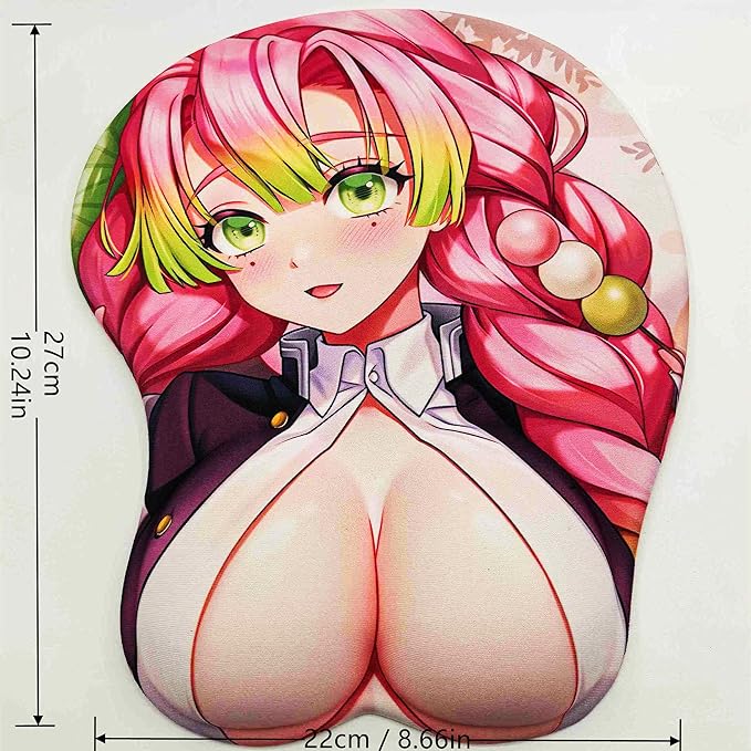 3D Mouse Pad Oppai Mousepad with Soft Gel Wrist Rest Anime Manga Gaming Boob pad Anti-Slip Mouse Mat (kanro)
