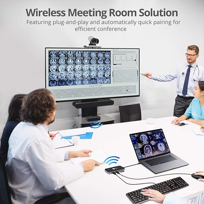 SIIG Wireless Video Extender with USB-C Hub 2X USB 3.0 5Gbps SD &amp TF Card Reader Extend 1080p Video to VGA &amp HDMI Display via Wireless simultaneously USB-C DP Alt Mode Required (CE-H26P11