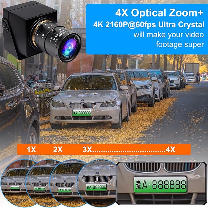 ELP 4K 60fps USB3.0 Webcam - HDMI Output for TV/Monitor - Manual Zoom - High Speed PC Camera for Video Conference - H.264 Variable Focus