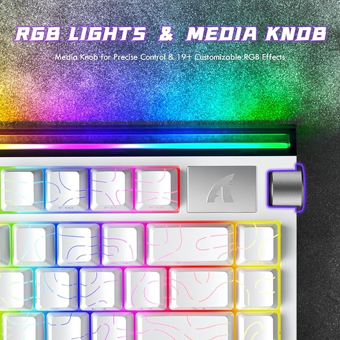 ATTACK SHARK R85HE Wired 75% Hall Effect Rapid Trigger Mechanical RGB Gaming Keyboard with 8K Polling0.05mm RT Accuracy0.08MS LatencyMagnetic Switch5Layer Sound DampedDriver for PC(White Contour)
