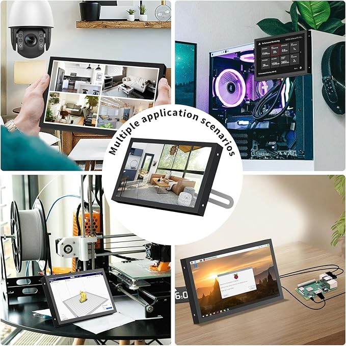 7 Inch Mini Monitor HDMI Portable Vga Monitor with AV BNC 1024×600 LCD Screen with Built-in Speakers 178° View Angle IPS Multi-Function Mini Small Display for Raspberry Pi PC/TV/DVD/CVBS