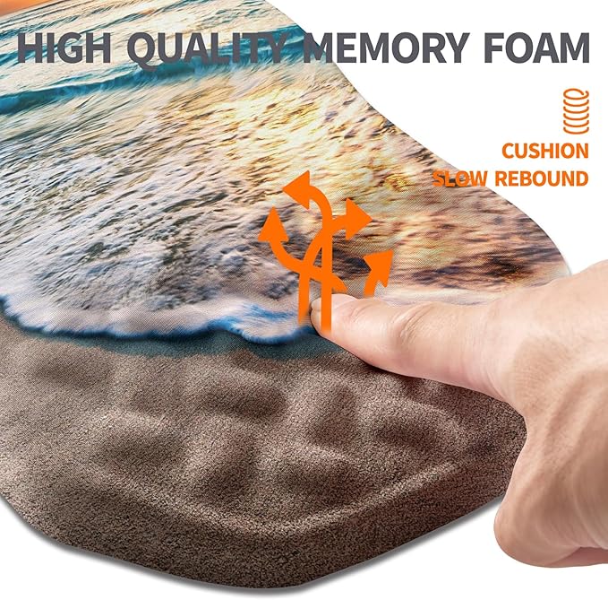 Ergonomic Slope Mouse Pad Wrist Support Wrist Rest Mousepad for Carpal Tunnel Pain Relief with Massage Bulge and Slow Rebound Memory Foam (12x8 inch Sunrise Beach)