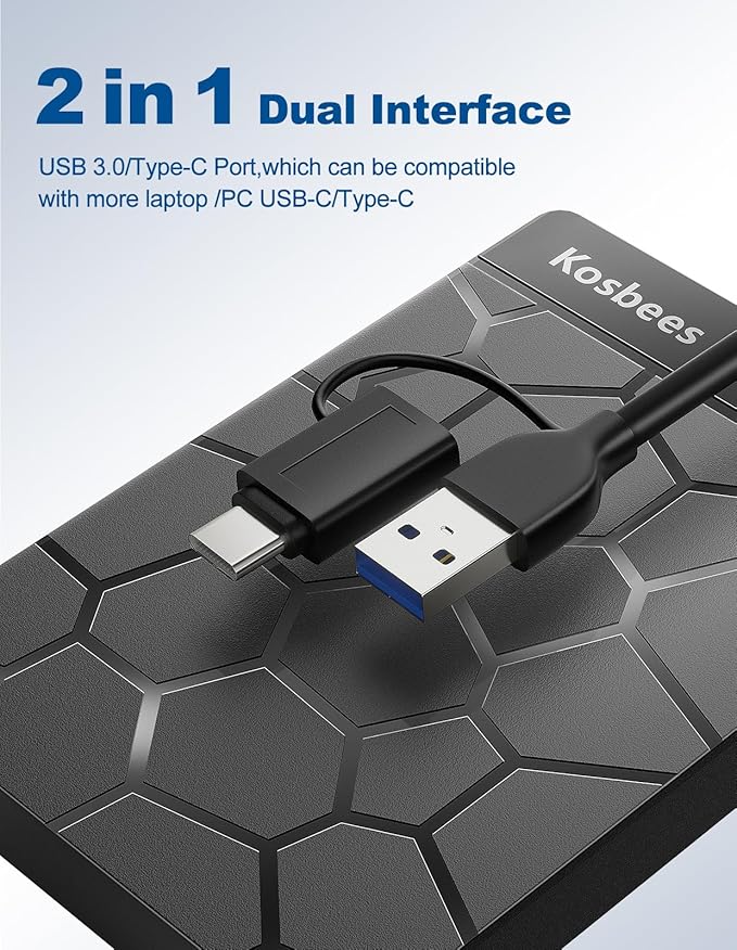 1 TB External Hard DrivesPortable Hard Drive for WindowsUltra Slim External HDD Store Compatible with PC MACLaptopPS4 Xbox one Xbox 360Plug and Play Ready