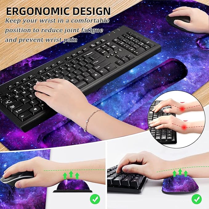 LATEEFAH Mouse Pad with Wrist Rest Desk Mat + Keyboard Wrist Rest Set Desk Pad for Keyboard and Mouse 4-in-1 Large Mouse Pad with Wrist Support for Office Home