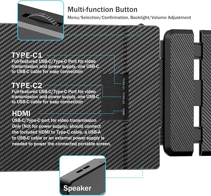 KEFEYA Laptop Screen Extender 14 Portable Monitor for Laptop 1440P QHD Triple Screen Monitor Extender for 13-17 Laptops HDMI/USB-C for MacBook Windows Chrome Switch Plug &amp Play