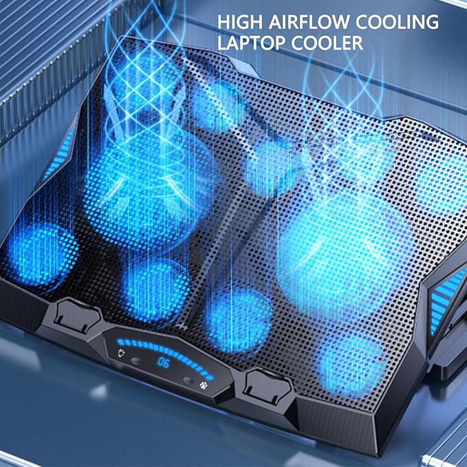 Laptop Cooler Cooling Pad with 12 Fans Speed 3500RPM Laptop Cooling Stand 5 Height Portable Laptop Fan Cooler for Gaming Laptop Home and Use Type C Interface