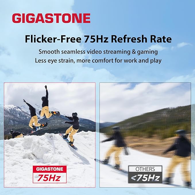 Gigastone 24 inch IPS LED Back Light Monitor 2-Pack 75Hz FHD 1920 x 1080 178° Wide View Frameless Dual Monitor 5ms Built-in Speakers Eye Care Technology Ergonomic Tilt VESA Mount HDMI VGA