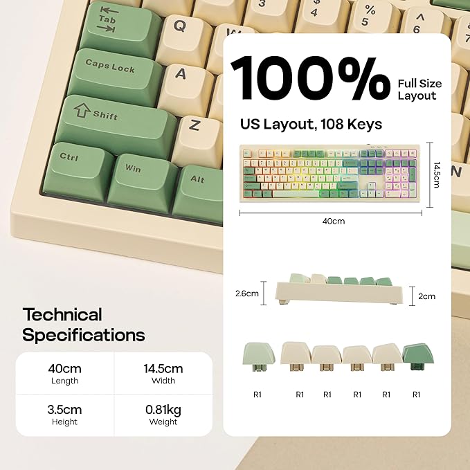 MechLands Aula S102 Membrane Gaming Keyboard with Number Pad 100% Full Size Layout USB-C Wired RGB Backlit Creamy Silicone Structure Silent Keyboard for PC Game/Office (Yellow)