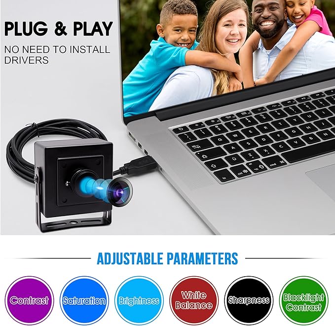 ELP Mini Aluminum Black Case USB Security Camera with 170degree Wide Angle Fisheye Lens USB2.0 Lightburn Camera for Home Security and Machine Vision System9.9ft/3m Cable for PC Laptop Jetson Nano