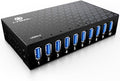 10 Ports USB Hub 3.0 Powered Aluminium - USB Hub Charger - Multiple Port - USB Splitter Hub with Power Adapter 12V/5A/60W - for Laptop PCFlash Drives HDDHard DriveMouseXPSXboxKeyboard