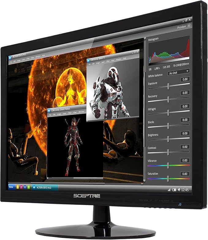 Sceptre 24-inch FHD LED Gaming Monitor 2X HDMI VGA 75Hz Build-in Speakers Machine Black