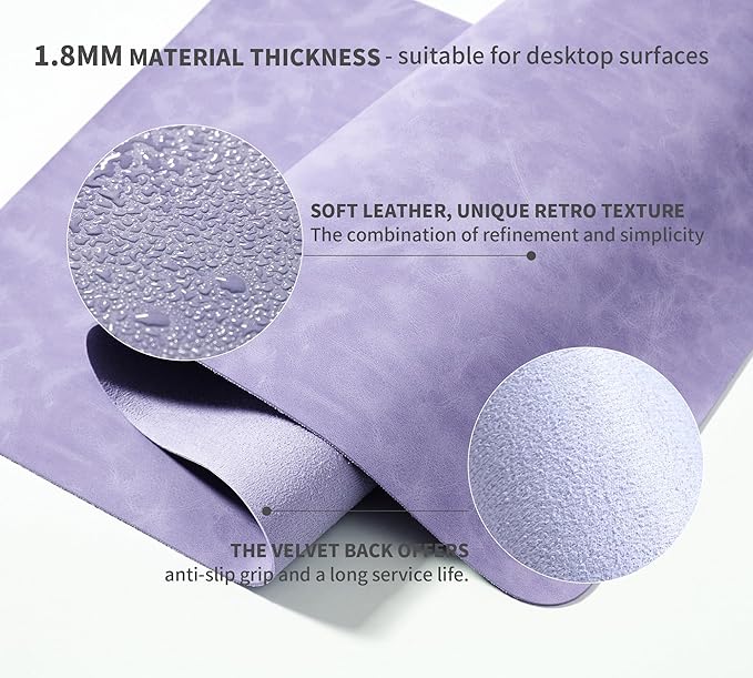 RENMTURE Large Mouse Pad and Keyboard Wrist Rest Desk Pad for Keyboard and Mouse Large Gaming Mouse Pad with Wrist Support Desk Mat for Work and Gaming (Purple)