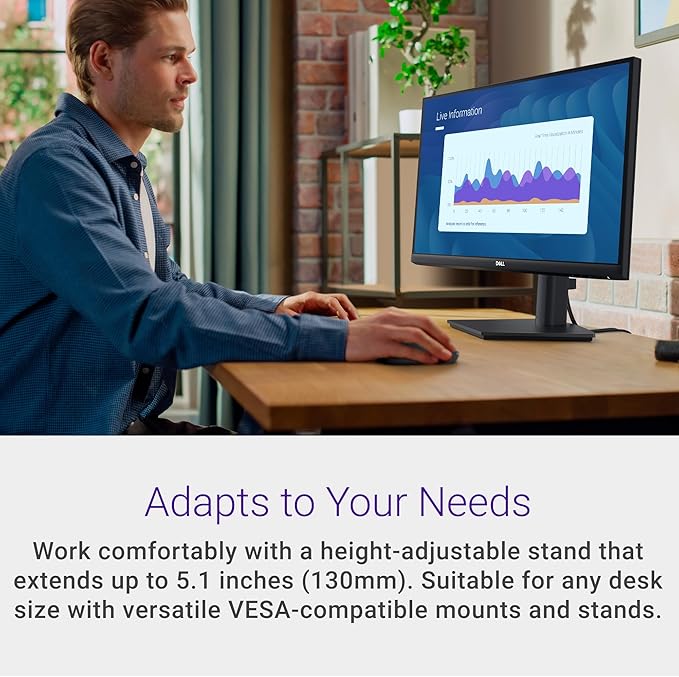 Dell E2425HS Monitor - 23.8-inch Full HD (1920x1080) 75Hz 8Ms Display Speaker 2 x 1W HDMI/DisplayPort Connectivity Height/Swivel/Tilt Adjustability - Black