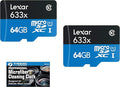 Lexar 64GB microSDXC UHS-I 633X High-Performance Memory Card - 2 Pack + Microfiber Cloth