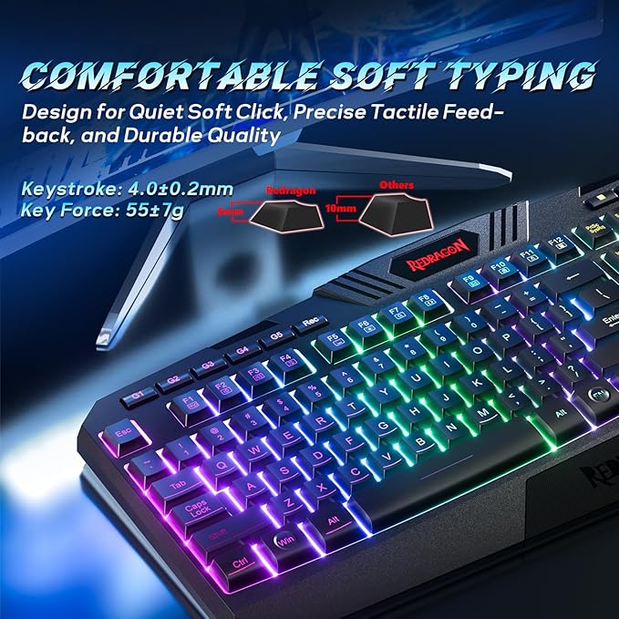 Redragon S101-3 PRO Gaming Keyboard and Mouse RGB Backlit Programmable Keyboard Mouse with Software Independent Macro Record Keys Value Combo Set New Update Version